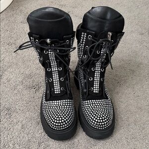 Azalea Wang Studded Black Combat Boots